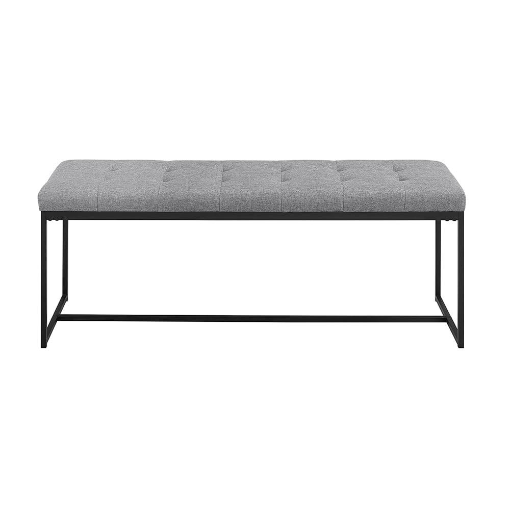 Walker Edison Transitional Tufted Entryway Bench, Grey - Image 2