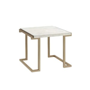 ACME Boice II End Table, Engineered Stone Top & Champagne
