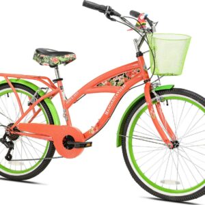 Margaritaville 24" Island Life Multi Speed Girl's Bike, Coral/Green
