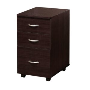 Marlow File Cabinet With 3 Drawers, Espresso Brown- Saltoro Sherpi