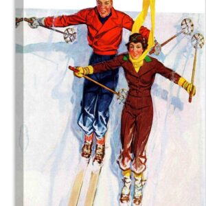 Marmont Hill Couple Downhill Skiing Print on Wrapped Canvas