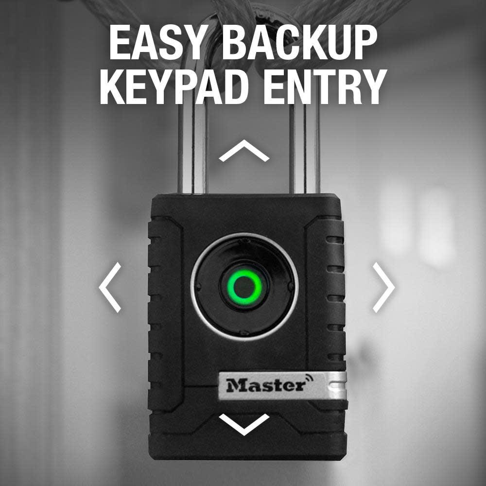 Master Lock Bluetooth Padlock, 2-7/32in (56mm) Width, Long Shackle, Injection Molded Body - Image 5