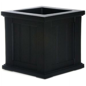 Cape Cod 14" x 14" x 14" Square Black Self-Watering Plastic Planter