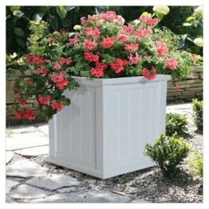 Cape Cod 16" x 16" x 18" Square White Self-Watering Plastic Planter