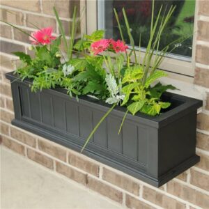 Cape Cod 36" x 11" x 11" Rectangle Black Self-Watering Plastic Window Box Planter