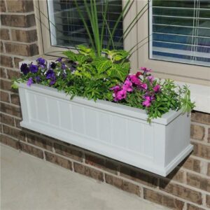 Cape Cod 36" x 11" x 11" Rectangle White Self-Watering Plastic Window Box Planter