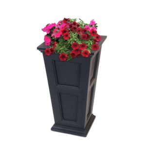 Mayne Fairfield 16” x 16” x 28” Square Tall Black Self Watering Plastic Planter