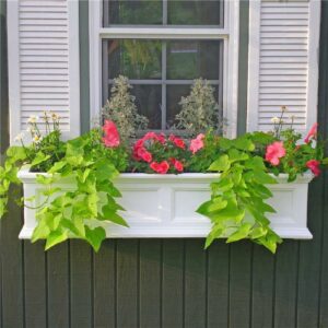 Mayne Fairfield 48" x 11" x 11" Rectangular White Self-Watering Plastic Window Box Planter