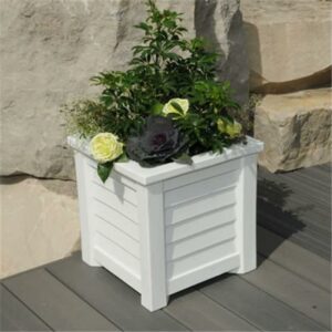 Mayne Lakeland 16" x 16" x 16" Square White Self Watering Plastic Planter