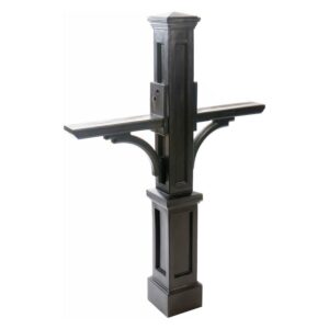 Mayne Newport Plus Double Mailbox Arm Mount Black Plastic Mailbox Post