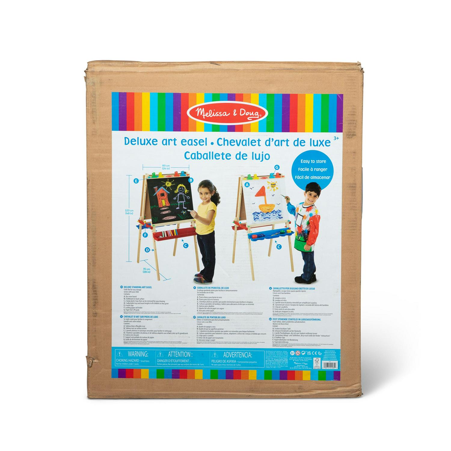 Melissa & Doug Deluxe Standing Art Easel - Dry-Erase Board, Chalkboard, Paper Roller - FSC Certified - Image 3