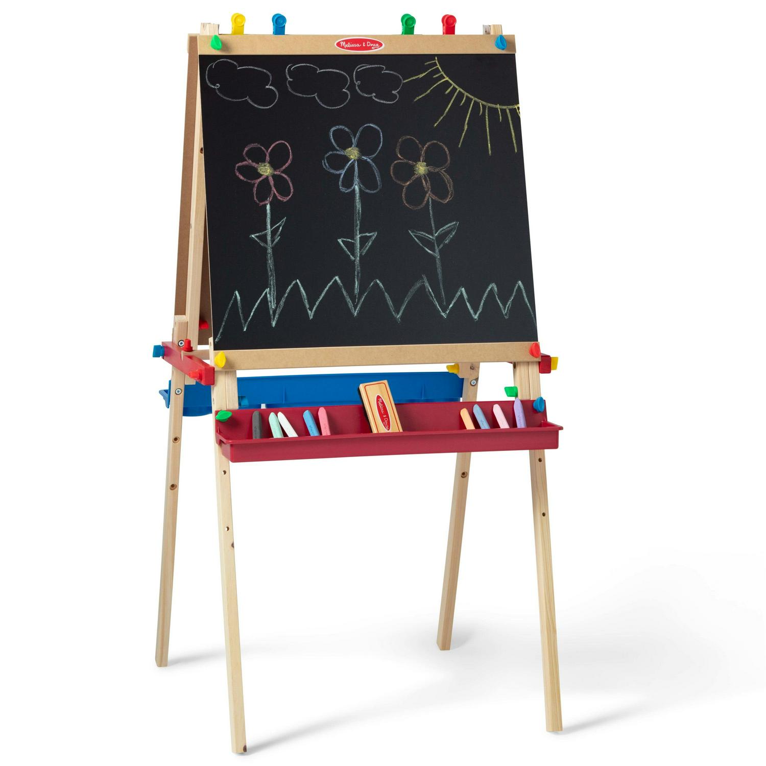 Melissa & Doug Deluxe Standing Art Easel - Dry-Erase Board, Chalkboard, Paper Roller - FSC Certified - Image 4
