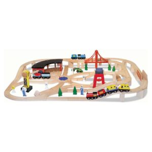 Melissa & Doug Deluxe Wooden Railway Train Set (130+ pcs)