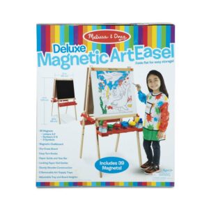 Melissa & Doug Deluxe Magnetic Standing Art Easel With Chalkboard, Dry-Erase Board, and 39 Letter and Number Magnets - FSC Certified