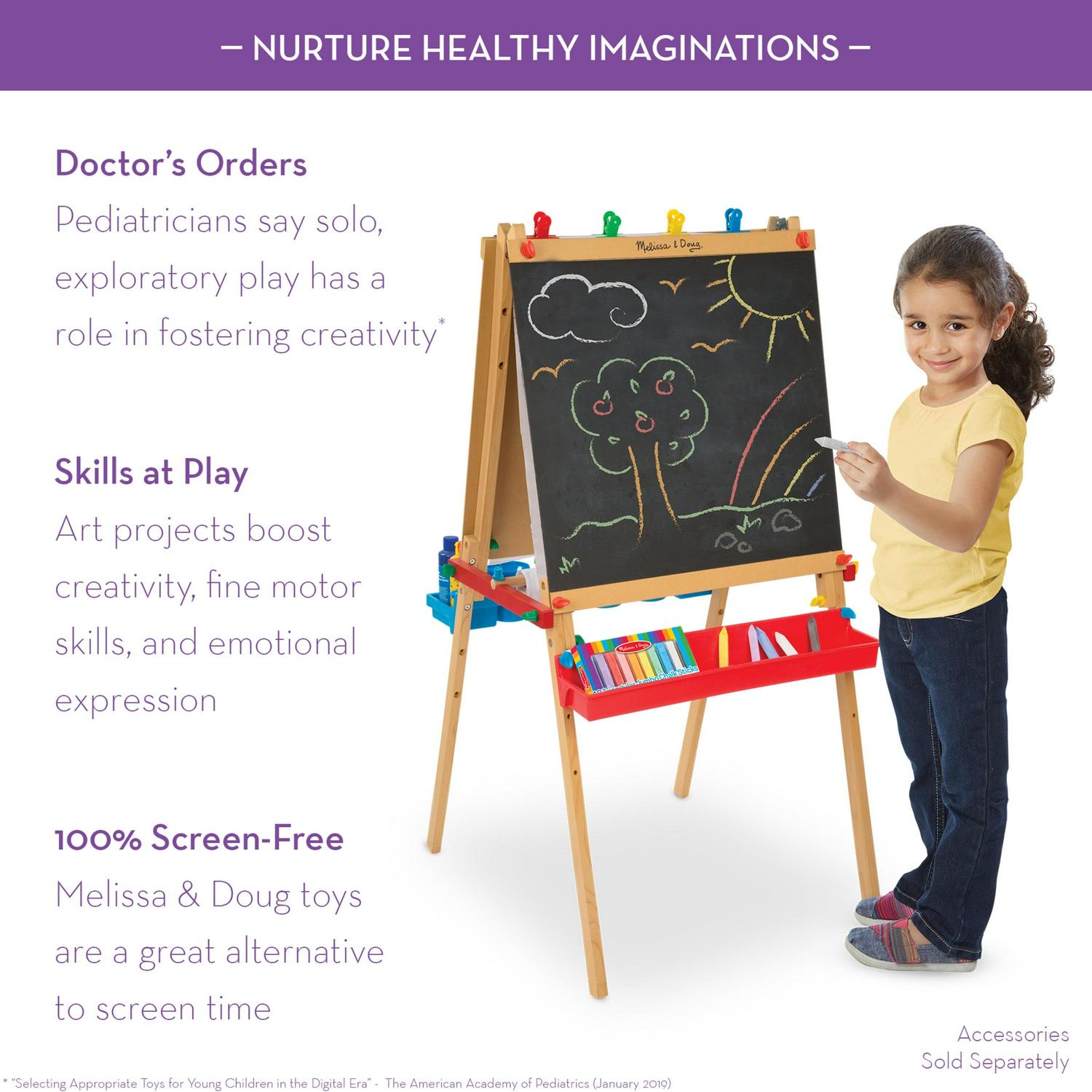 Melissa & Doug Deluxe Standing Art Easel - Dry-Erase Board, Chalkboard, Paper Roller - FSC Certified - Image 8