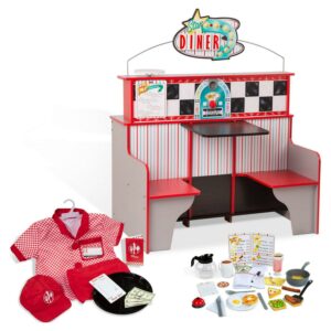 Melissa & Doug Double-Sided Wooden Star Diner Restaurant Play Space
