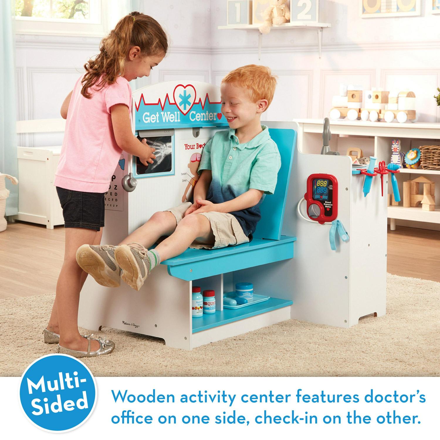 Melissa & Doug Wooden Get Well Doctor Activity Center - Waiting Room, Exam Room, Check-In Area - FSC Certified - Image 2