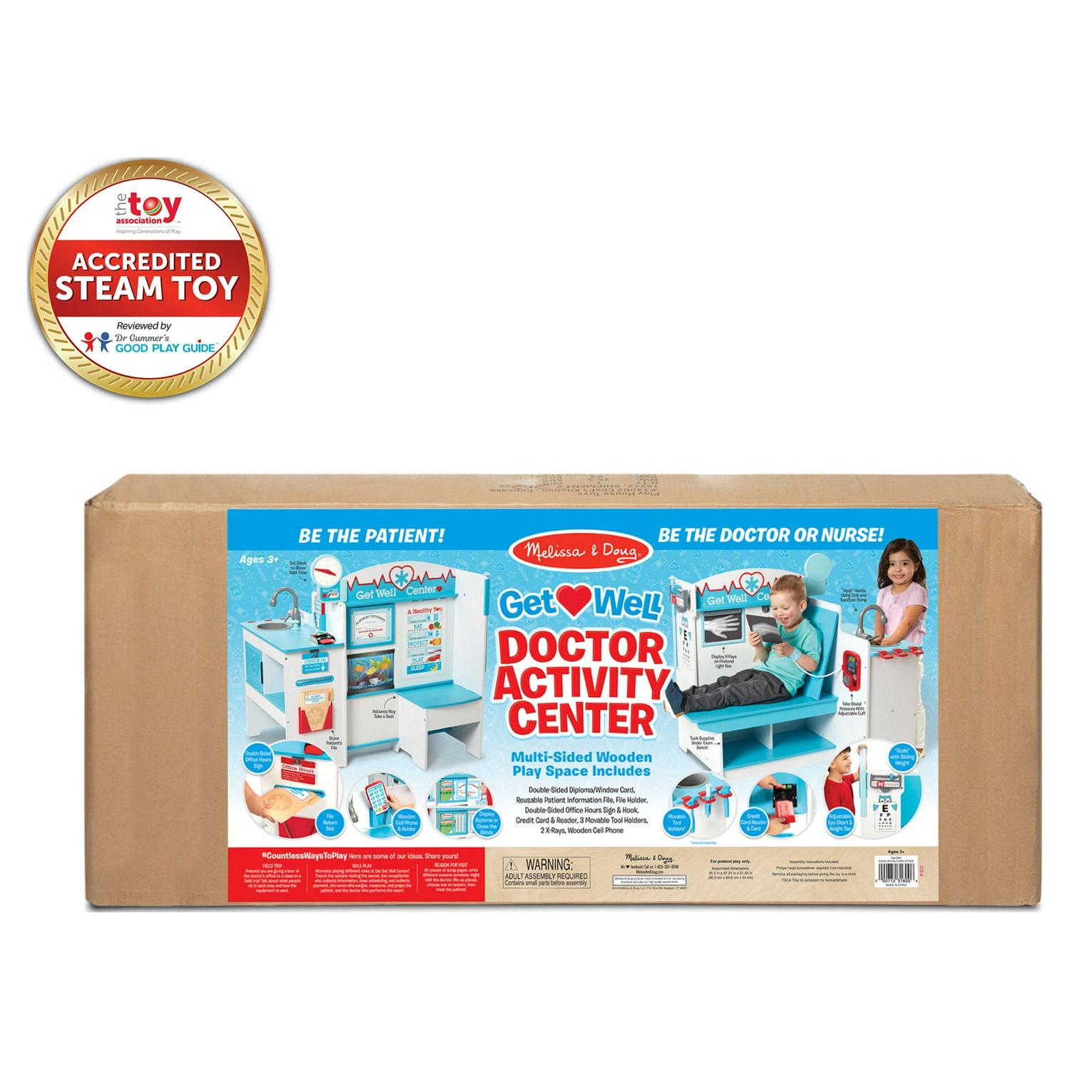 Melissa & Doug Wooden Get Well Doctor Activity Center - Waiting Room, Exam Room, Check-In Area - FSC Certified - Image 3