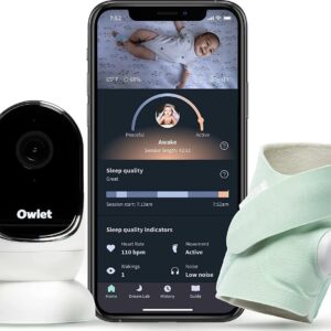 Owlet Dream Duo Smart Portable HD Video Baby Monitor and Dream Sock with Heart Rate and AVG Oxygen Tracker, Mint Green