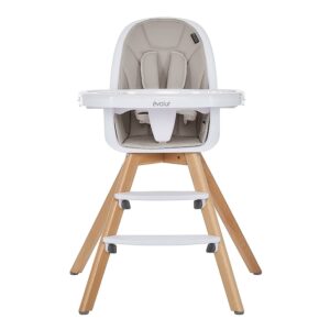 Evolur Zoodle 2-in-1 High Chair Booster Feeding Chair with Modern Design, Light Grey (Model #254)