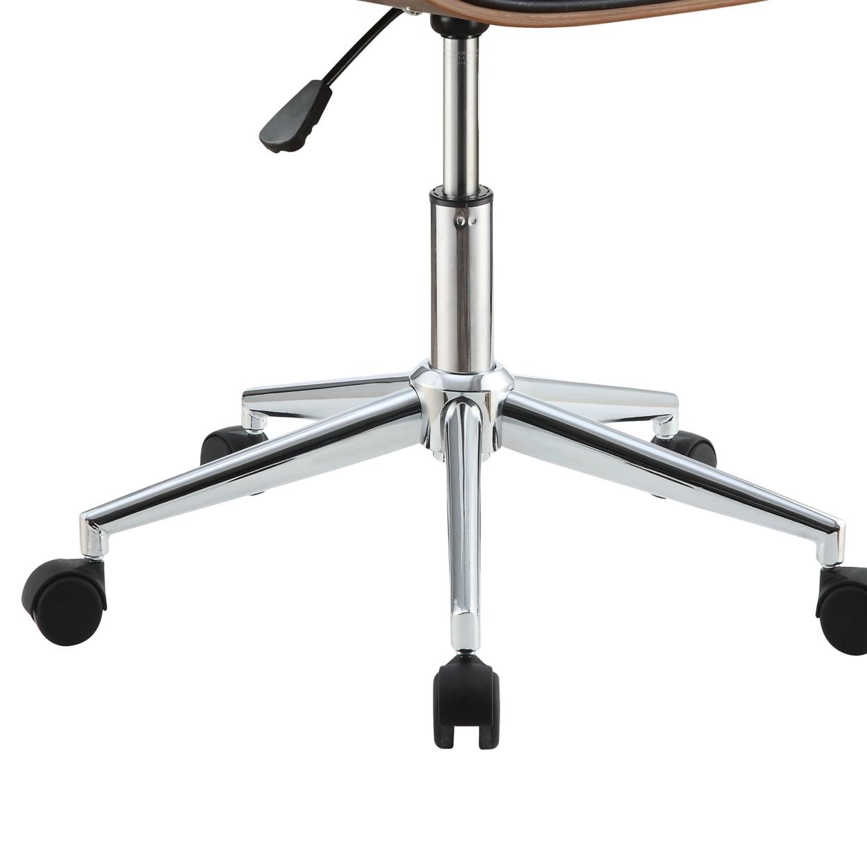 ACME Camila Faux Leather Tufted Swivel Office Chair in Black and Walnut - Image 2