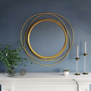 Mia 32" Round Wall Mirror, Gold