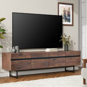 Mid-Century Modern TV Stand for TVs up to 75 inch Flat Screen Wood TV Console Media Cabinet with Storage