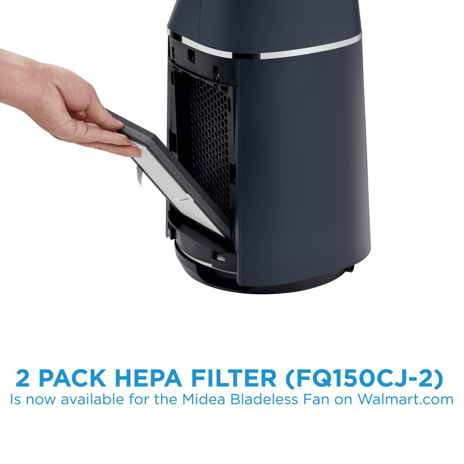 Midea 41" Tall 10-Speed Bladeless DC Tower Fan & HEPA Air Purifier with Remote Control, AMS150-PB, New, Blue - Image 2