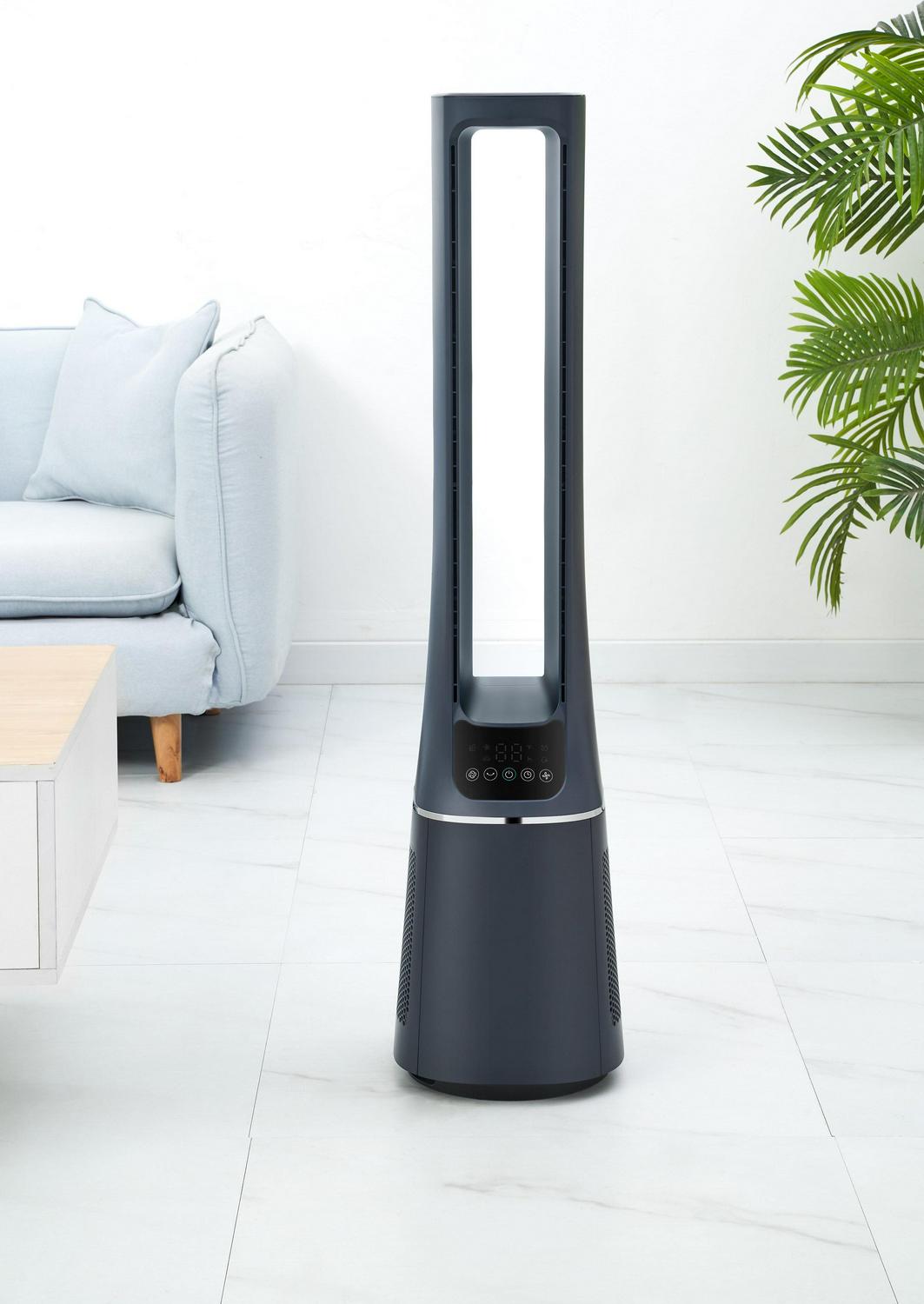 Midea 41" Tall 10-Speed Bladeless DC Tower Fan & HEPA Air Purifier with Remote Control, AMS150-PB, New, Blue - Image 7