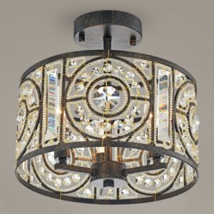Warehouse of Tiffany Mika Bronze 3-Light Semi-Flush Mount