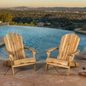 Christopher Knight Home Hanlee Outdoor Rustic Acacia Wood Folding Adirondack Chair (Set of 2) by Natural Stained Wood, Acacia 1