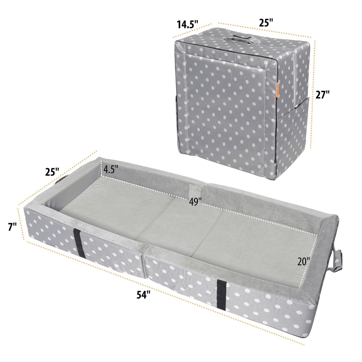 Milliard Portable Toddler Travel Bed Nap Mat + Washable Fitted Sheet, Great for Travel Camping Trips and Sleepovers - Light Grey - Image 2