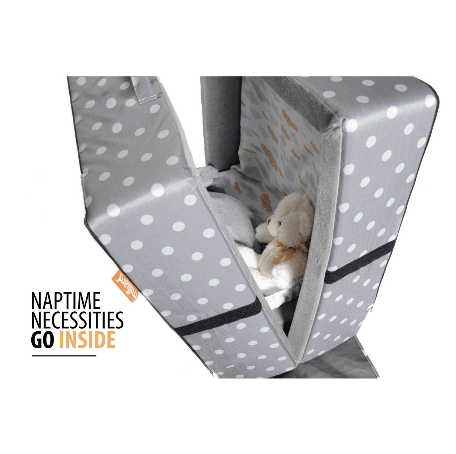 Milliard Portable Toddler Travel Bed Nap Mat + Washable Fitted Sheet, Great for Travel Camping Trips and Sleepovers - Light Grey - Image 10