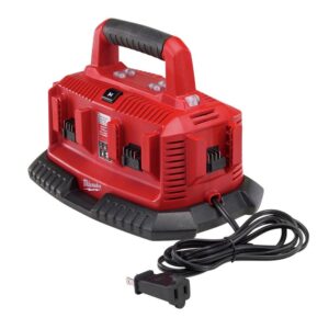 MILWAUKEE 48-59-1806 M18 Sequential 6-Port Battery Charger – Compact Design, Pass-Through Plug, Charges Up to Six Batteries