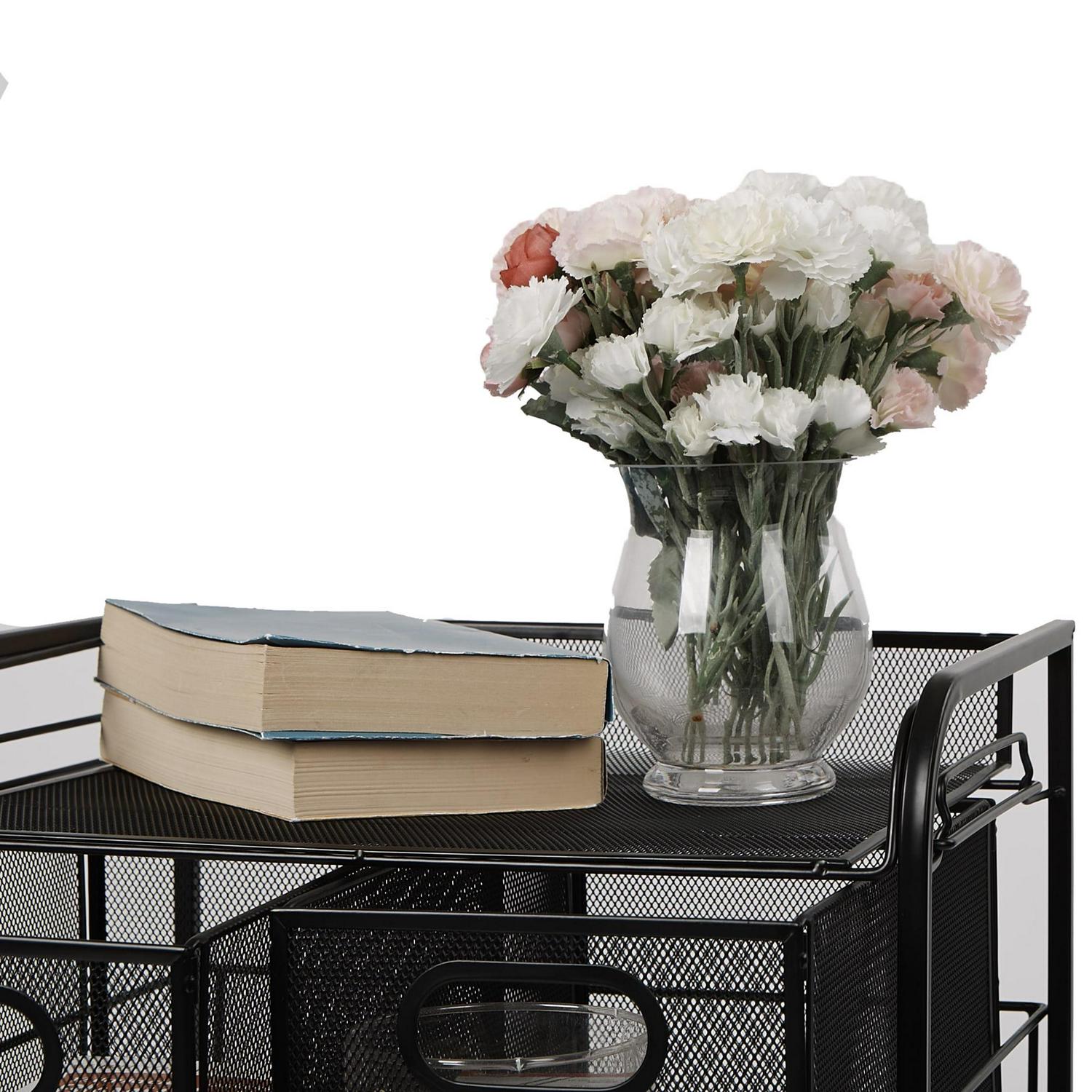 Mind Reader Cart with Drawers, Multipurpose Office Organizer, Utility Cart, Rolling Storage, Metal, Black - Image 6