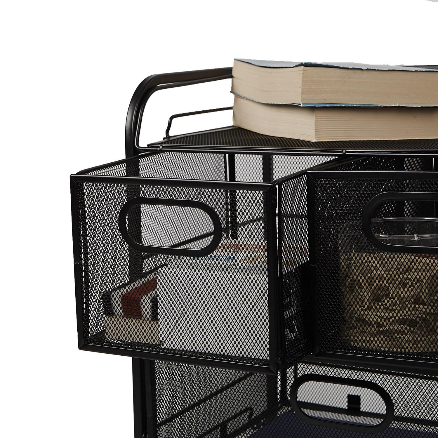 Mind Reader Cart with Drawers, Multipurpose Office Organizer, Utility Cart, Rolling Storage, Metal, Black - Image 2