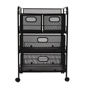 Mind Reader Cart with Drawers, Multipurpose Office Organizer, Utility Cart, Rolling Storage, Metal, Black