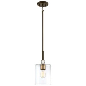 1 Light Mini Pendant In Transitional Style 14.5 Inches Tall By 7 Inches Wide-Painted Bronze/Natural Brush Finish -Traditional Installation Minka