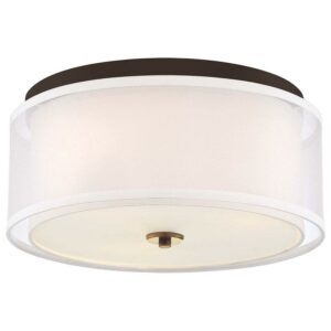 3078-416-Minka Lavery-Studio 5 - 3 Light Flush Mount in Transitional Style - 7.75 inches tall by 16 inches wide-Painted Bronze/Natural Brush Finish