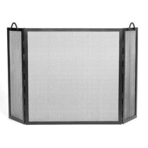 Achla Designs Minuteman International Large Flat Top Twisted Rope Folding Fireplace Screen, 58 Inch Long, Graphite Finish