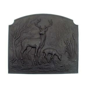 Achla Designs Minuteman International Cast Iron Three Dimensional Deer Fireback, 24.25 Inch Tall, Black