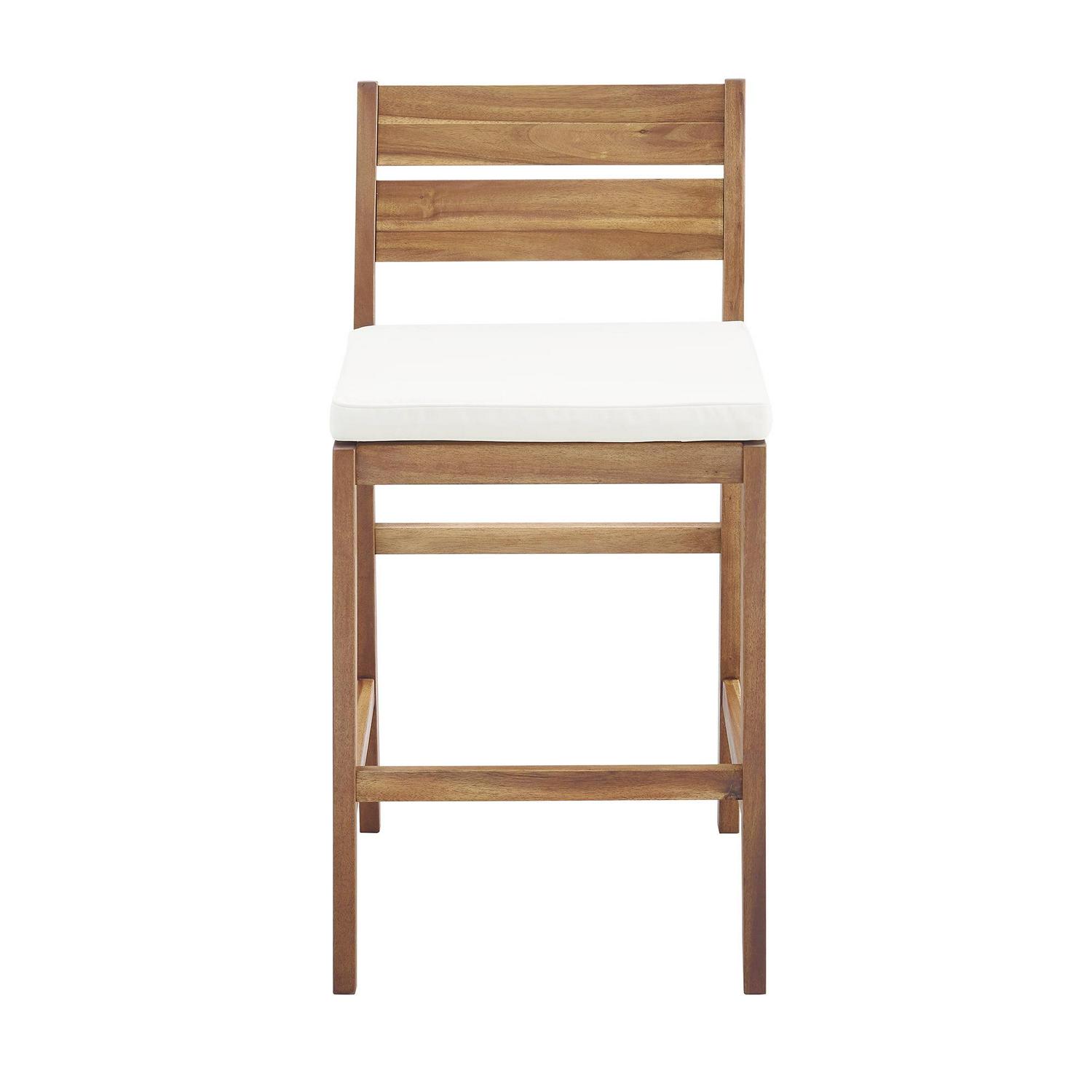 Walker Edison Modern Acacia Wood Patio Counter Stools, Set of 2, Dark Brown - Image 4