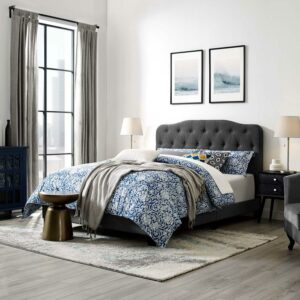 Amelia Full Upholstered Fabric Bed Gray