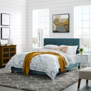 Amira Queen Upholstered Velvet Bed (5867-SEA)