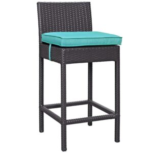 Modway Convene Outdoor Patio Fabric Bar Stool in Espresso Turquoise