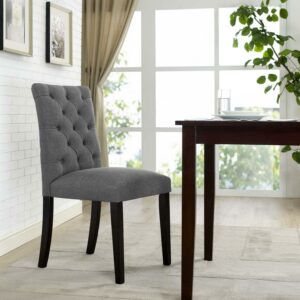 Modway Duchess Button Tufted Fabric Dining Chair in Gray