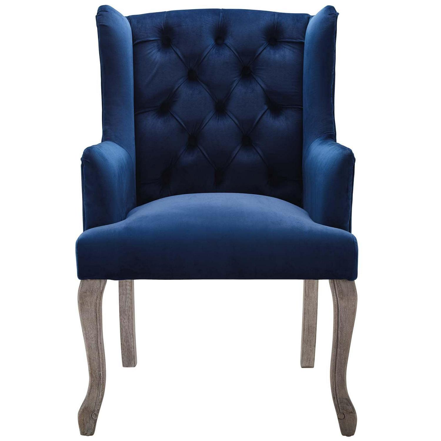Realm French Vintage Dining Performance Velvet ArmchairNavy - Image 5