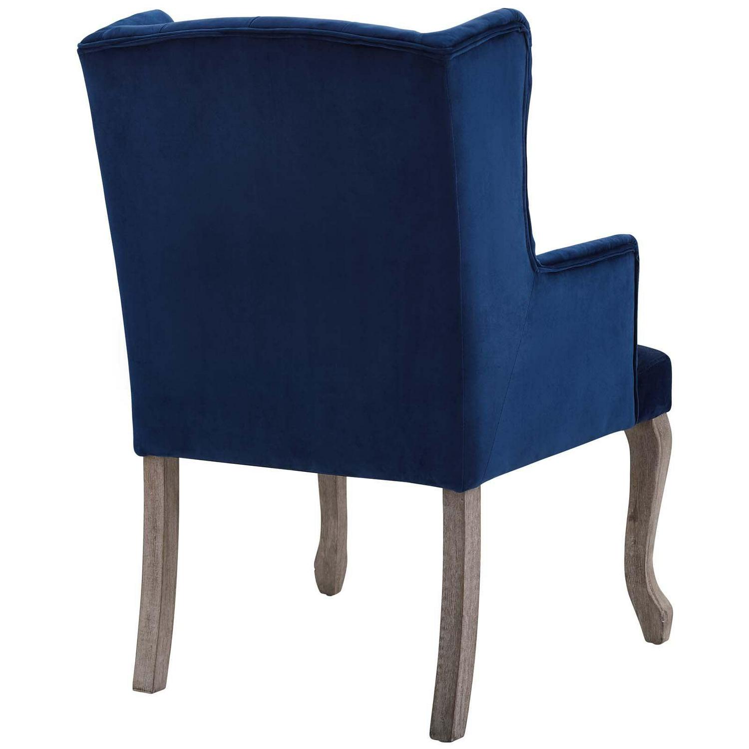 Realm French Vintage Dining Performance Velvet ArmchairNavy - Image 4
