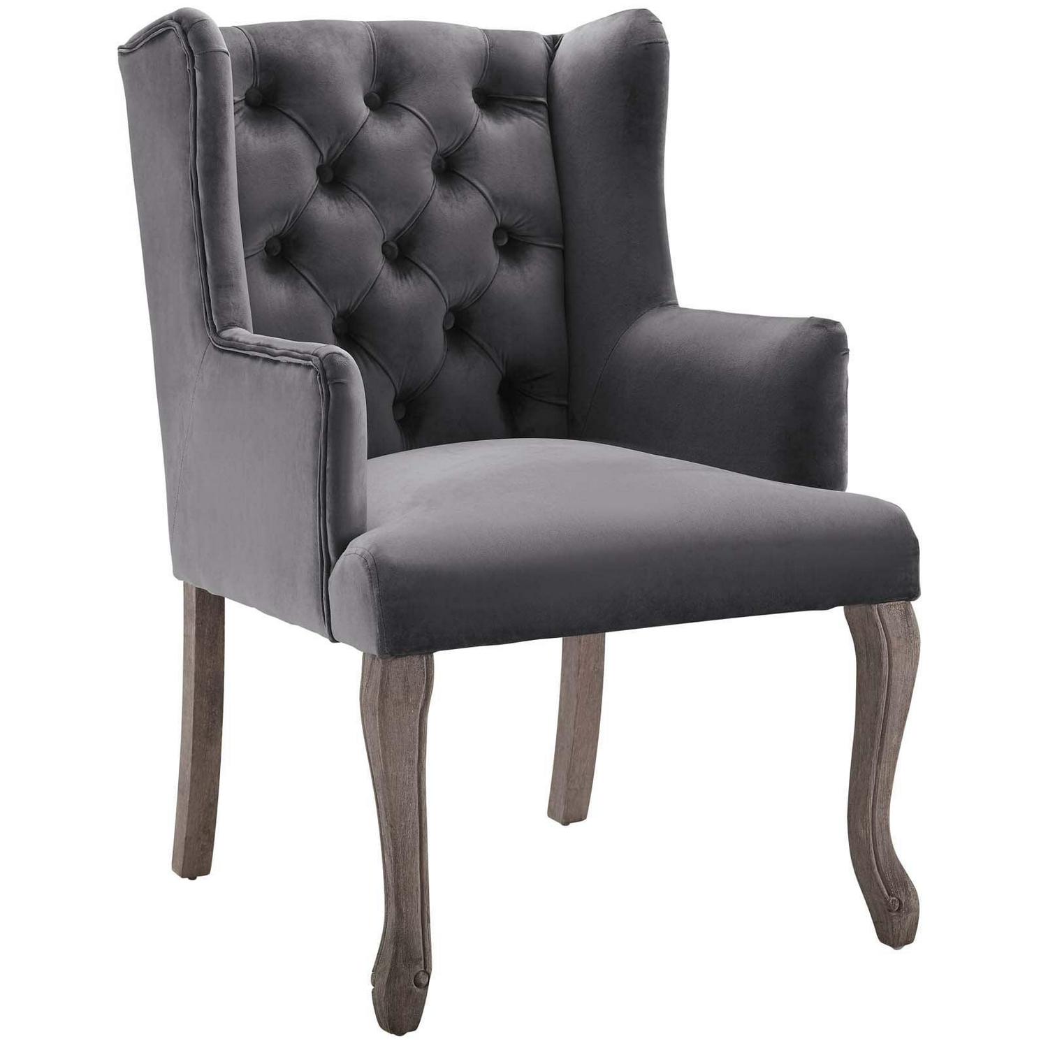 Realm French Vintage Dining Performance Velvet ArmchairGray - Image 2