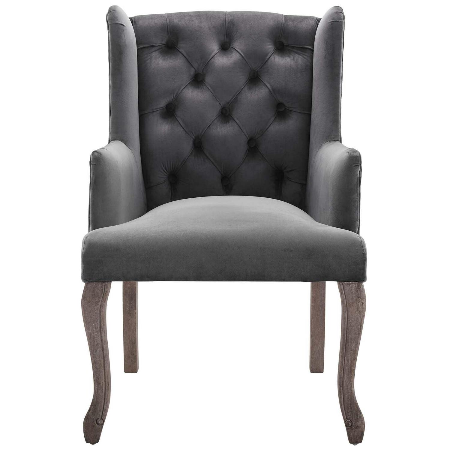 Realm French Vintage Dining Performance Velvet ArmchairGray - Image 5